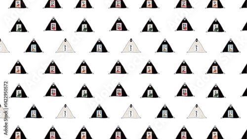 6種類のコンビニおにぎりの総柄イラスト