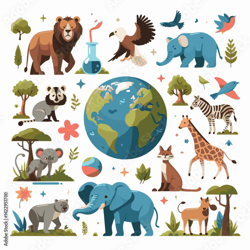 nature, earth, wildlife, elephant, animal, ecology, planet, wild, giraffe, environment, life, green, conservation, day, world, mammal, environmental, bird, animals, concept, forest, protection, protec