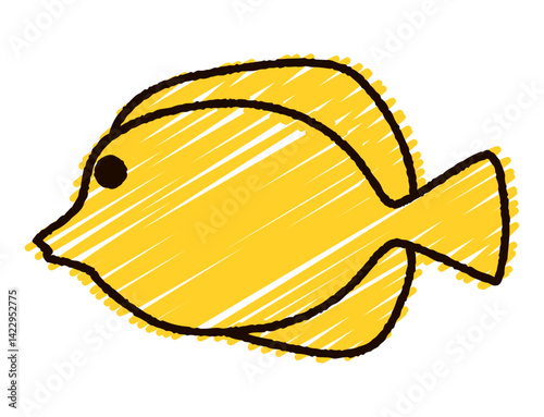 手書き風キイロハギのカラーイラスト