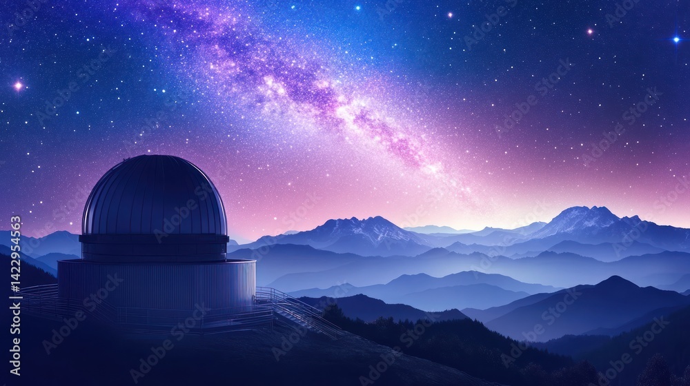 Observatory on a mountaintop at night under a vibrant Milky Way Observatory on a mountaintop at night under a vibrant Milky Way