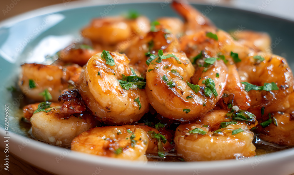 mouthwatering Honey Garlic Shrimp Skillet, Generative AI mouthwatering Honey Garlic Shrimp Skillet, Generative AI