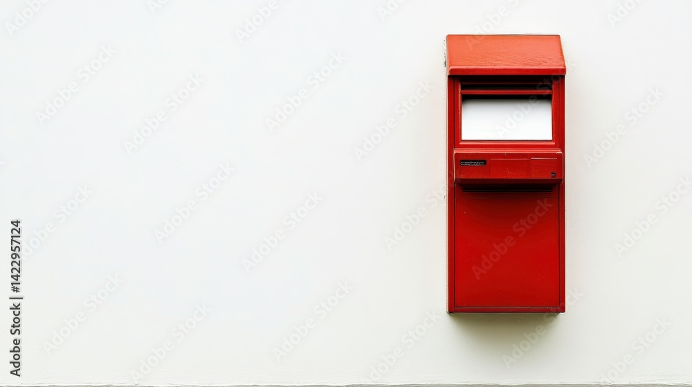 Vibrant Red Mailbox on Isolated White Background Vibrant Red Mailbox on Isolated White Background