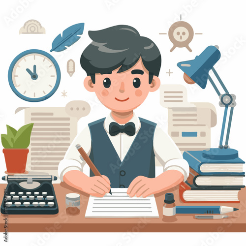 writer, business, paper, text, write, work, office, desk, pen, computer, job, hand, person, creative, online, laptop, journalist, author, internet, education, content, book, vector, technology, letter