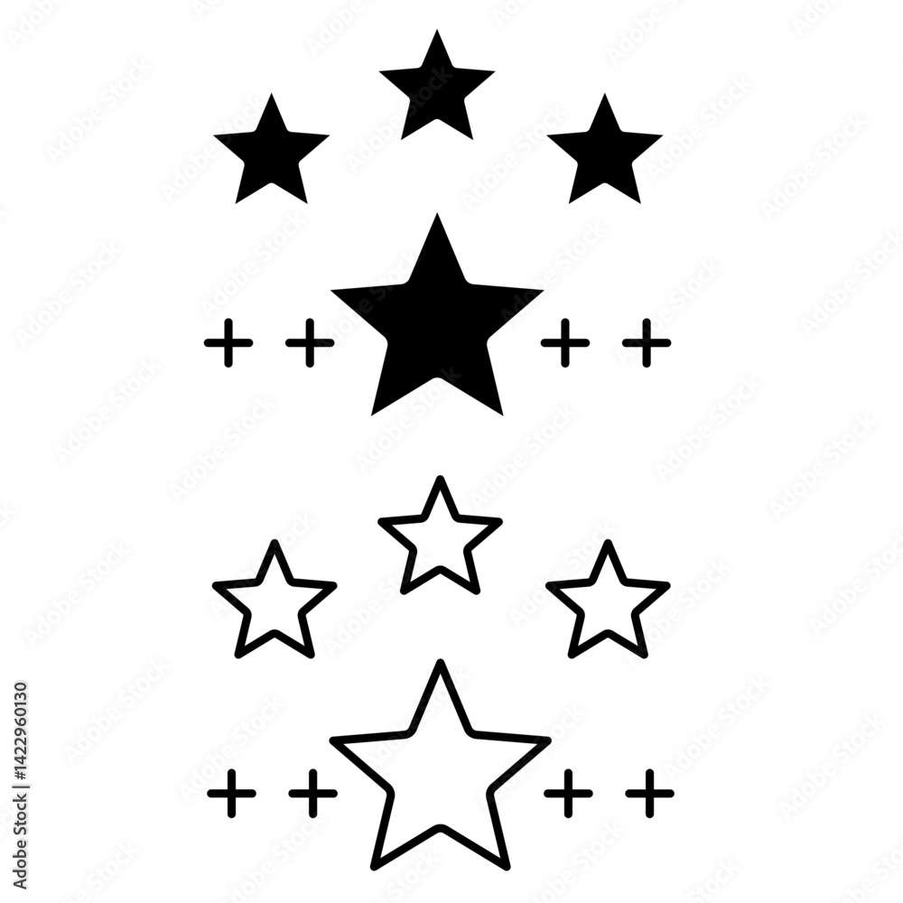 Fototapeta premium bright star outline and solid icon set