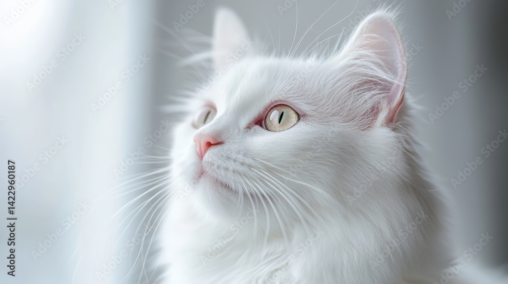 A macro shot of a white cat is whiskers and nose, illuminated by soft, natural lighting to capture the fine details A macro shot of a white cat is whiskers and nose, illuminated by soft, natural lighting to capture the fine details