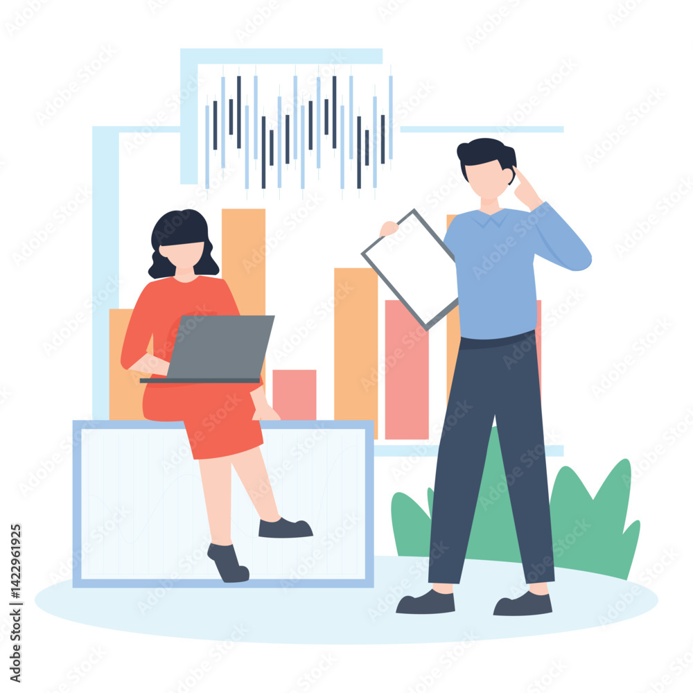 Obraz premium Data Analysis: Businesspeople Reviewing Charts and Graphs
