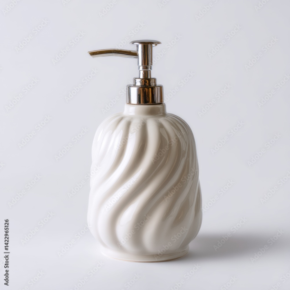 Obraz premium Elegant Cream Ceramic Soap Dispenser with Chrome Pump