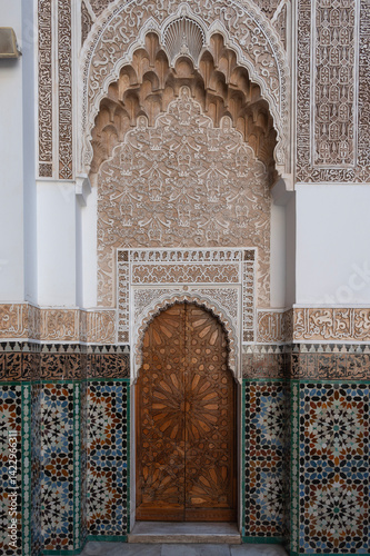 Architectural details of Madrasa Ben Youssef, Marrakesh, Morocco