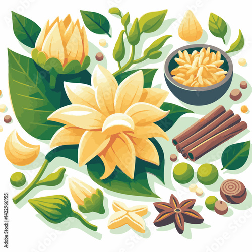 plant, blossom, nature, flora, bloom, aromatherapy, flower, natural, aroma, yellow, leaf, tropical, beauty, cananga, perfume, green, isolated, botanical, background, spa, essential, fragrance, organic