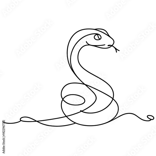 Snake coiled in abstract line drawing