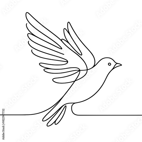 Bird taking off in minimal line sketch