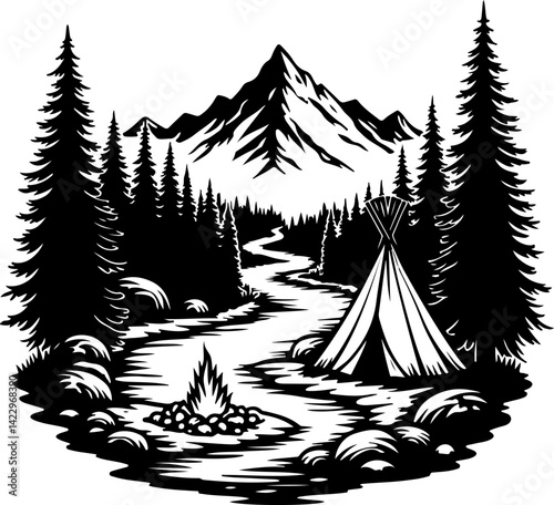 Camping and Outdoor Adventure Icons vector graphics