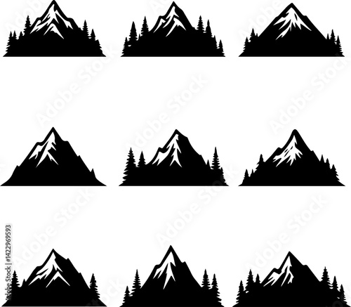mountain Camping and Outdoor Adventure Icons  vector 