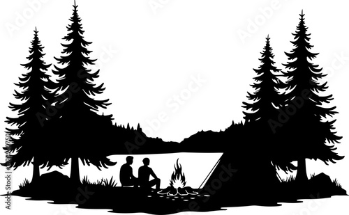 mountain Camping and Outdoor Adventure Icons  vector 