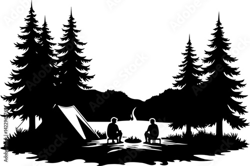 mountain Camping and Outdoor Adventure Icons  vector 