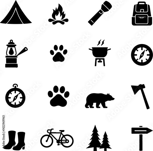 Adventure Outdoor Silhouette Vector Bundle | Hiking, Biking, Off-road & Vanlife vector  