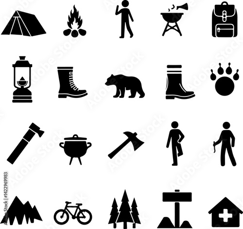 Adventure Outdoor Silhouette Vector Bundle | Hiking, Biking, Off-road & Vanlife vector  