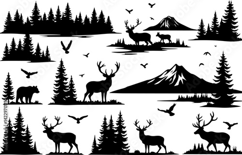 Adventure Outdoor Silhouette Vector Bundle | Hiking, Biking, Off-road & Vanlife vector  