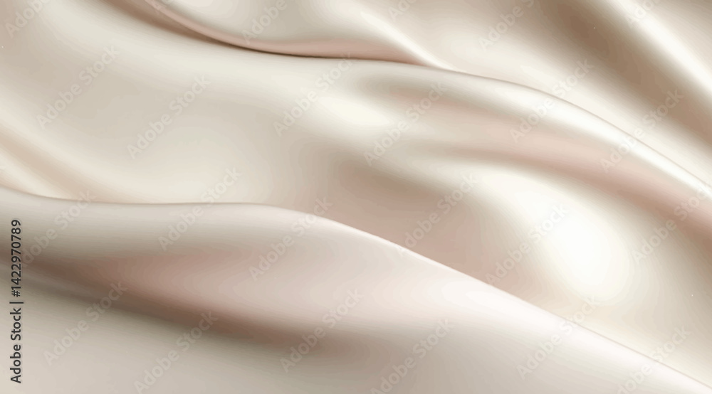 Fototapeta premium Smooth elegant cream silk fabric background. Textile texture. Vector illustration 