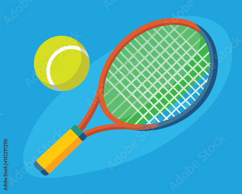Tennis Racket and Ball. Ready for the Match