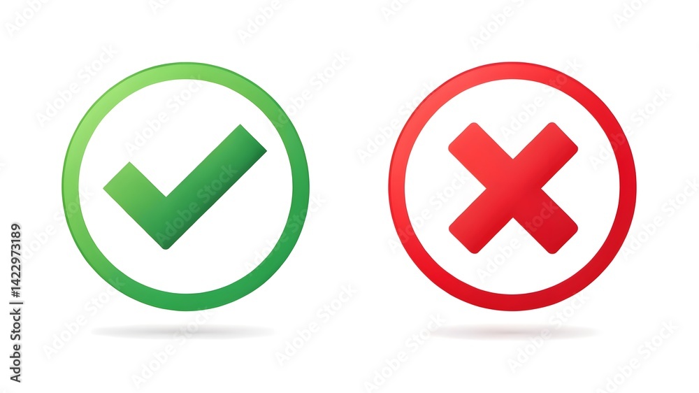 flat vector of check and cross icons for UI approval flat vector of check and cross icons for UI approval