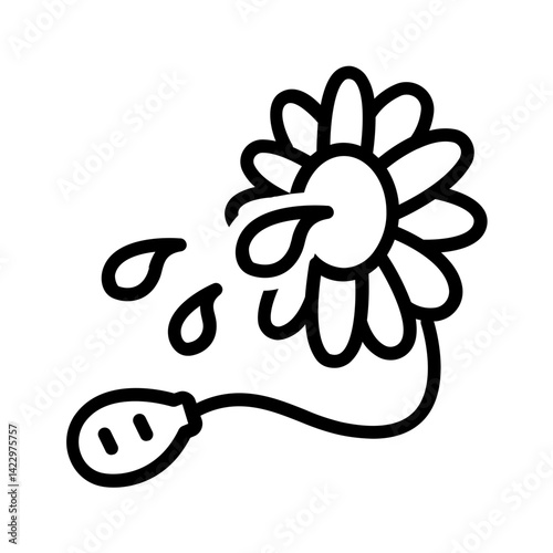 Vector black line icon for Squirting toy