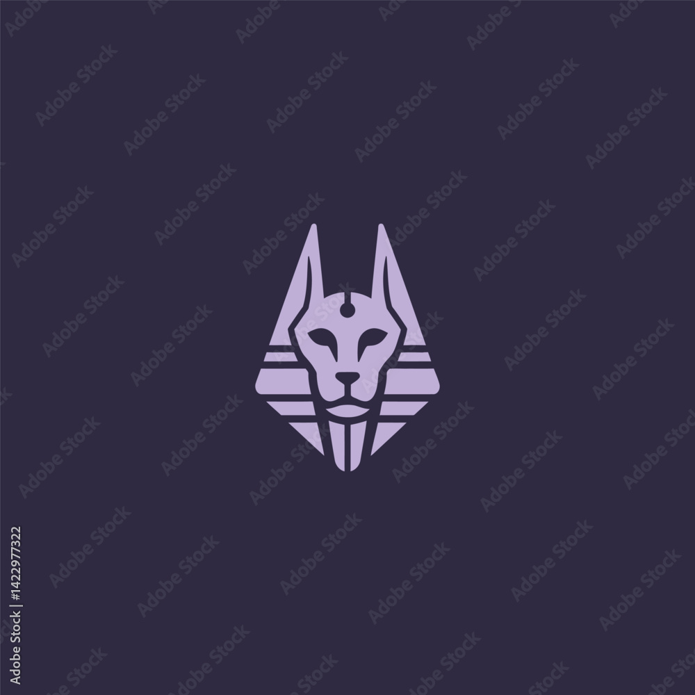 Obraz premium Simple Anubis Logo – Egyptian god Anubis in clean, iconic line art style.