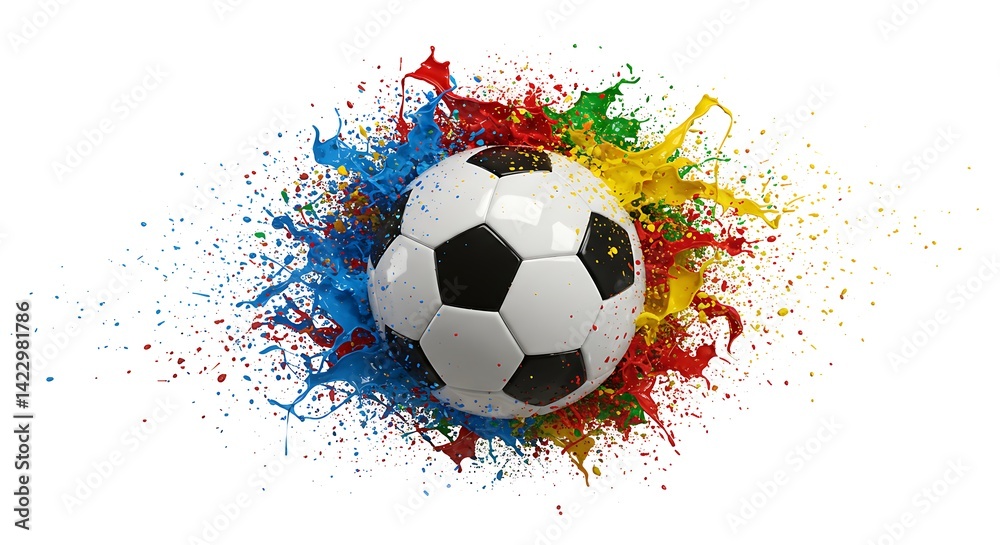 Naklejka premium soccer ball with paint splash effect