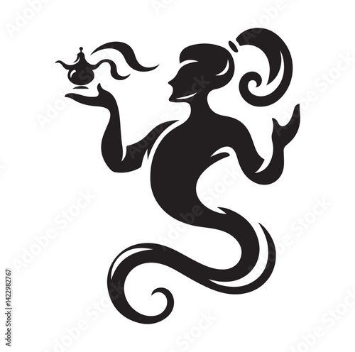 Genie silhouette vector illustration

