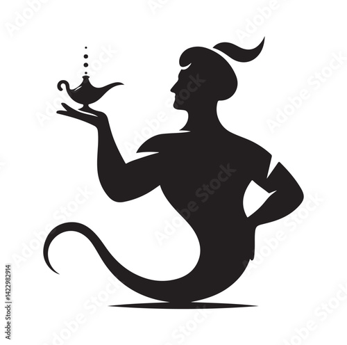 Genie silhouette vector illustration
