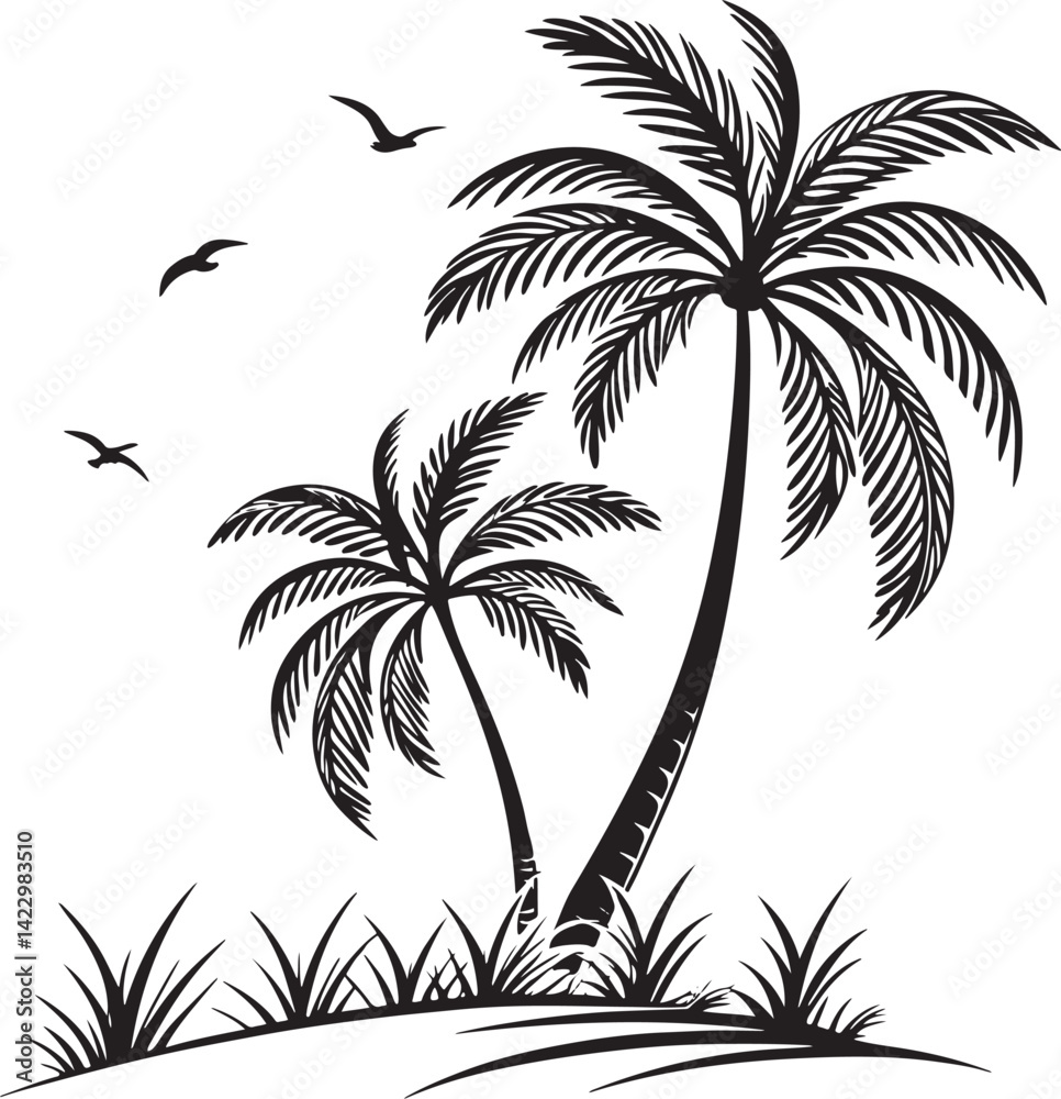 Obraz premium Palmyra Palm tree silhouette vector illustration