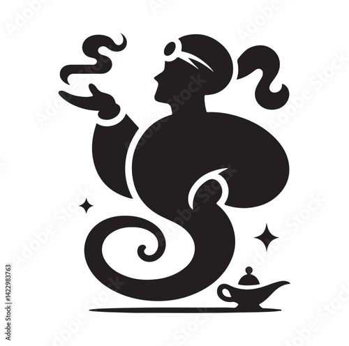 Genie silhouette vector illustration
