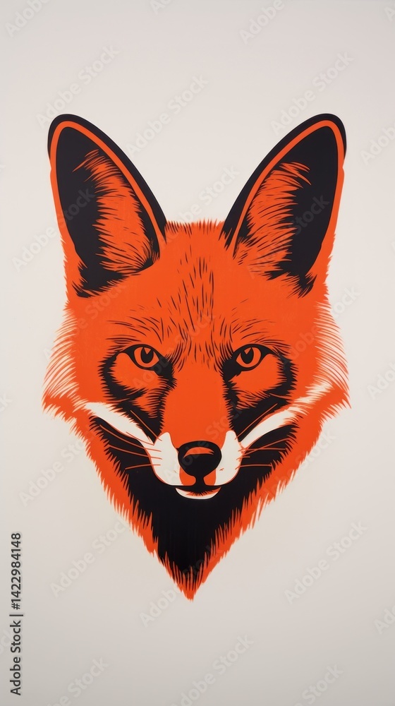 Fototapeta premium Fox full face animal mammal red.