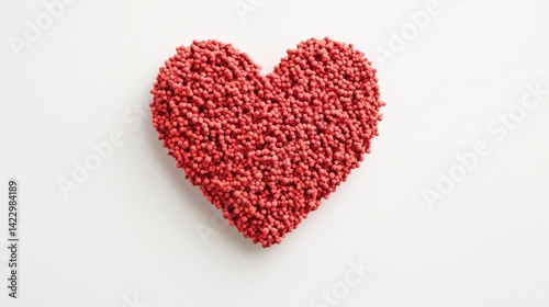 Red Heart Shape Creation, Abstract Art, Studio, Image, Minimalist Environment, Top View, Symbol of Love and Passion