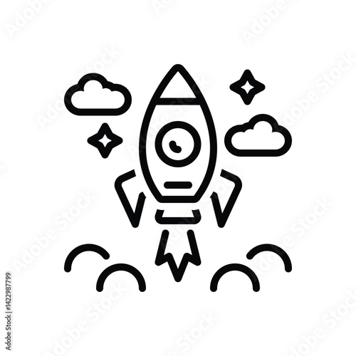 Black line icon for rocket