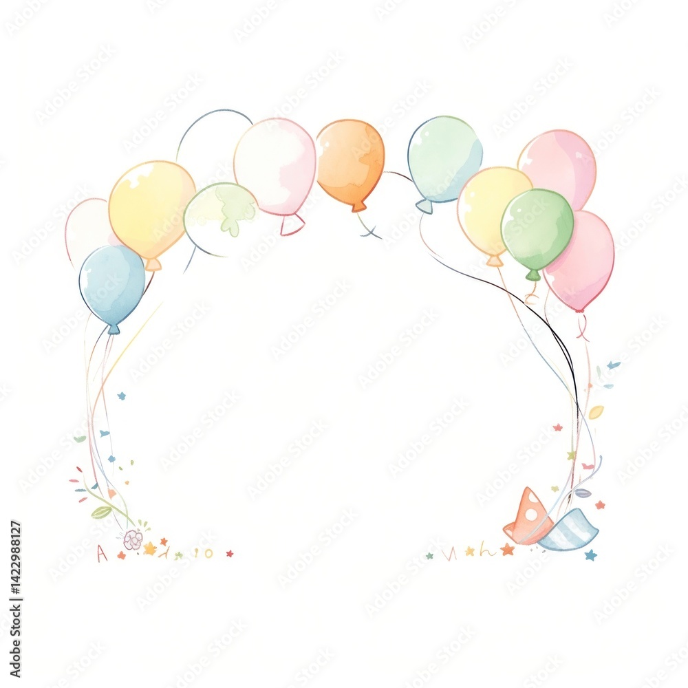Balloons frame white background celebration anniversary. Balloons frame white background celebration anniversary.