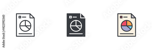 Report with a pie chart different style icon set