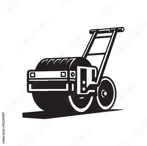 Asphalt Roller silhouette vector illustration