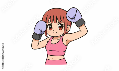 cute female boxing athlete cartoon illustration