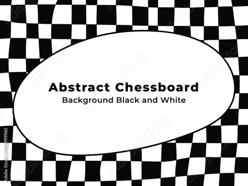 Abstract Distorted Black And White Chessboard Pattern Background