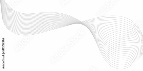  vector illustration of smooth, parallel curved lines forming an abstract wave pattern. The lines should be evenly spaced, thin, and grey in color, placed on a white background. The curves sh