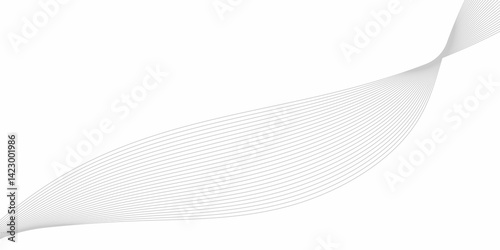  vector illustration of smooth, parallel curved lines forming an abstract wave pattern. The lines should be evenly spaced, thin, and grey in color, placed on a white background. The curves sh
