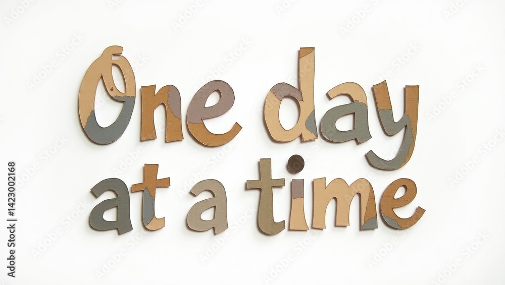 Inspirational Quote One Day at a Time Motivational Typography with Earthy Tones Inspirational Quote One Day at a Time Motivational Typography with Earthy Tones
