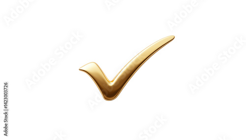 Elegant gold check mark icon for designs.