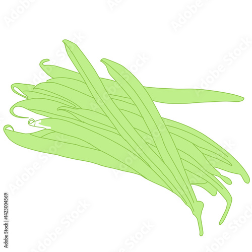 A digital illustration of fresh green beans (snap beans) piled together