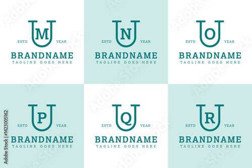 Letters UM UN UO UP UQ UR Monogram Serif Logo, for business with MU NU OU PU QU RU initials