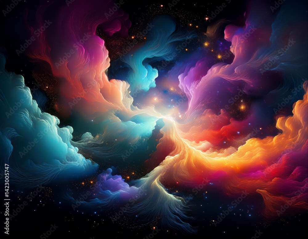 Fototapeta premium Abstract Cosmic Swirl of Vibrant Colors and Light