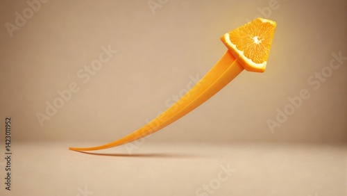 Achievement Graph And Arrow On Orange Fruit Slice Stock Board