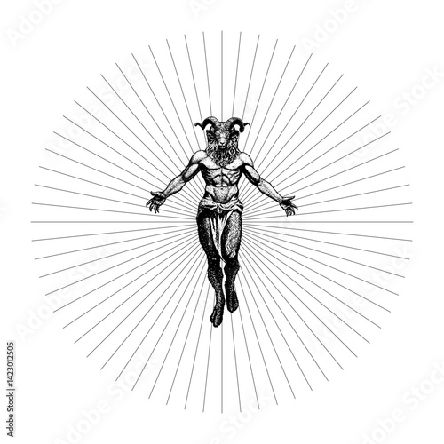 Satan hand drawing vector isolated on white background.
