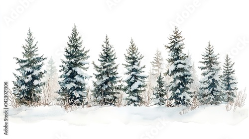 frozen trees with snow virgin nature winter still life